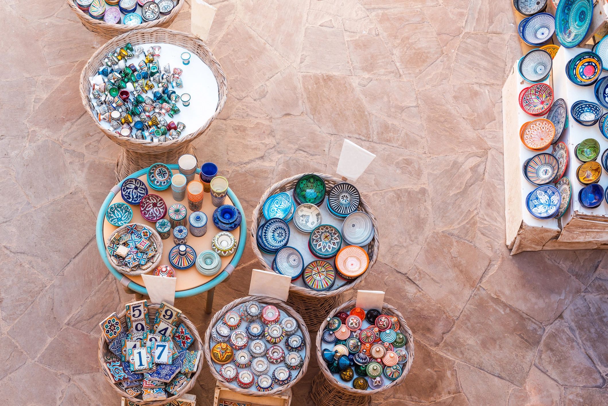 Moroccan ceramic cookware sold on the market in