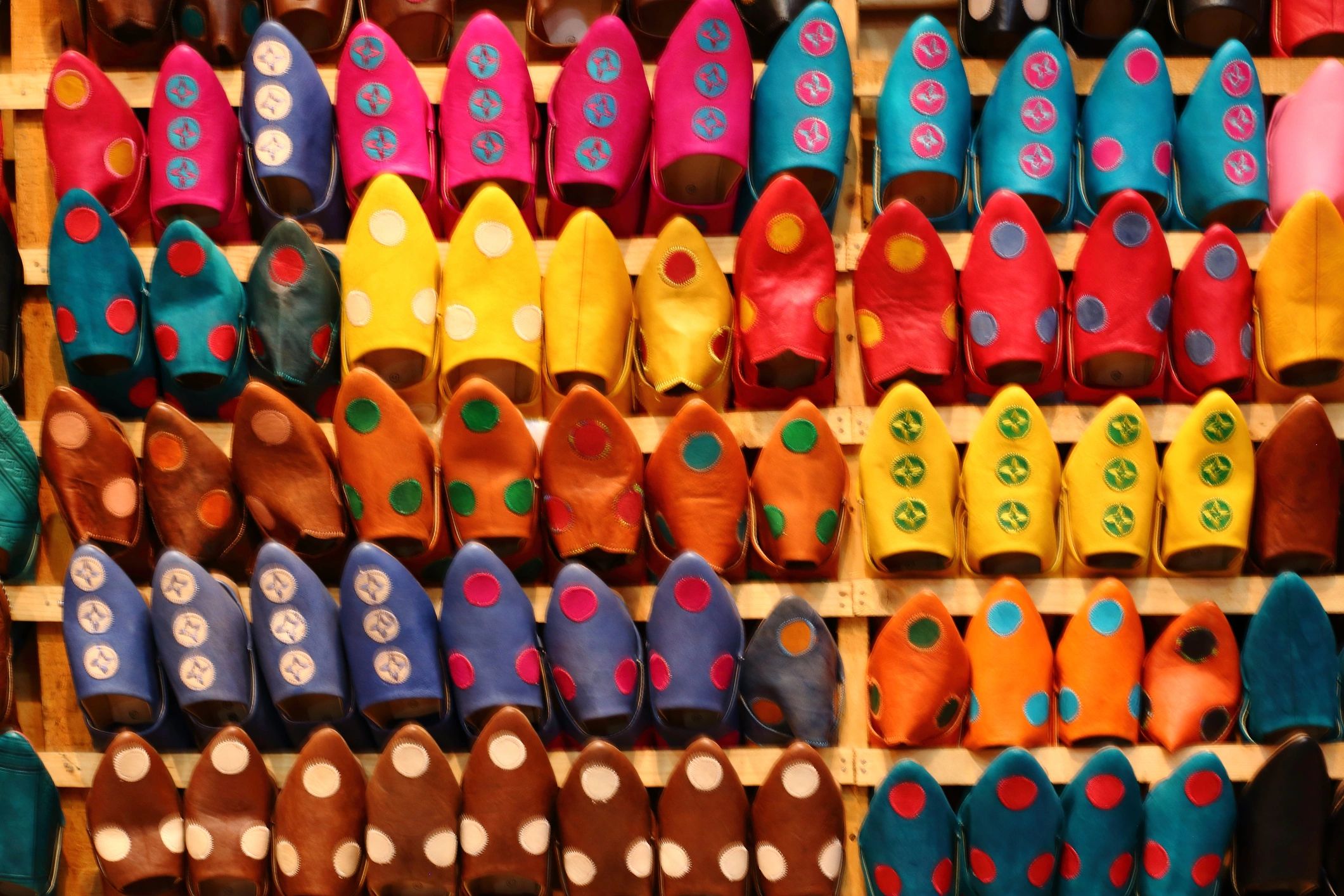 Colourful leather Moroccan shoes